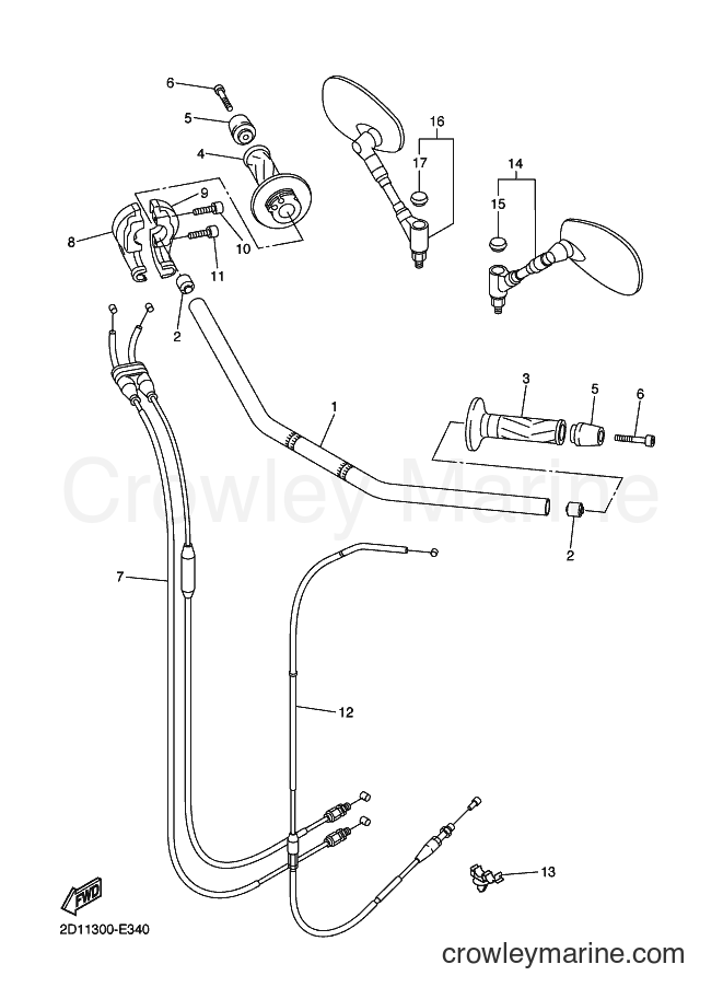 2006 Street Bike FZ1-N - FZ1-N (2D11) [080] - STEERING HANDLE & CABLE