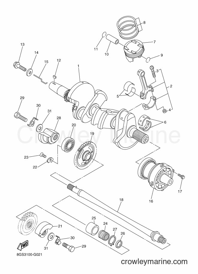 Yamaha Motors VK10D (8GSB) [030] - CRANKSHAFT & PISTON