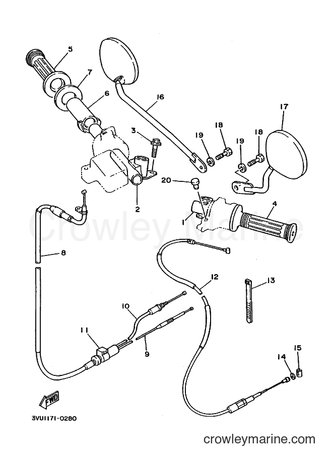1991 Sport Bike YSR80 - YSR80 (3VU2) [010] - STEERING HANDLE & CABLE