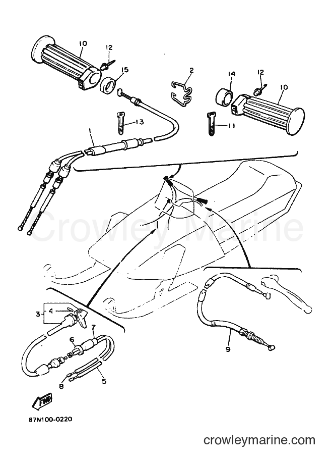 1990 Snowmobile EX570EP/HEP - EX570EP/HEP (87Y1) [010] - CONTROL CABLE