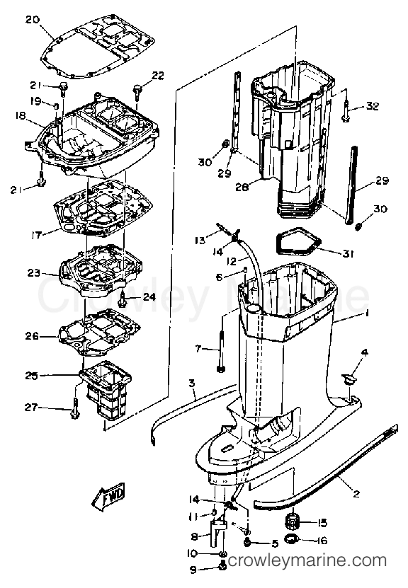 Yamaha Motors L250ETXD - UPPER CASING