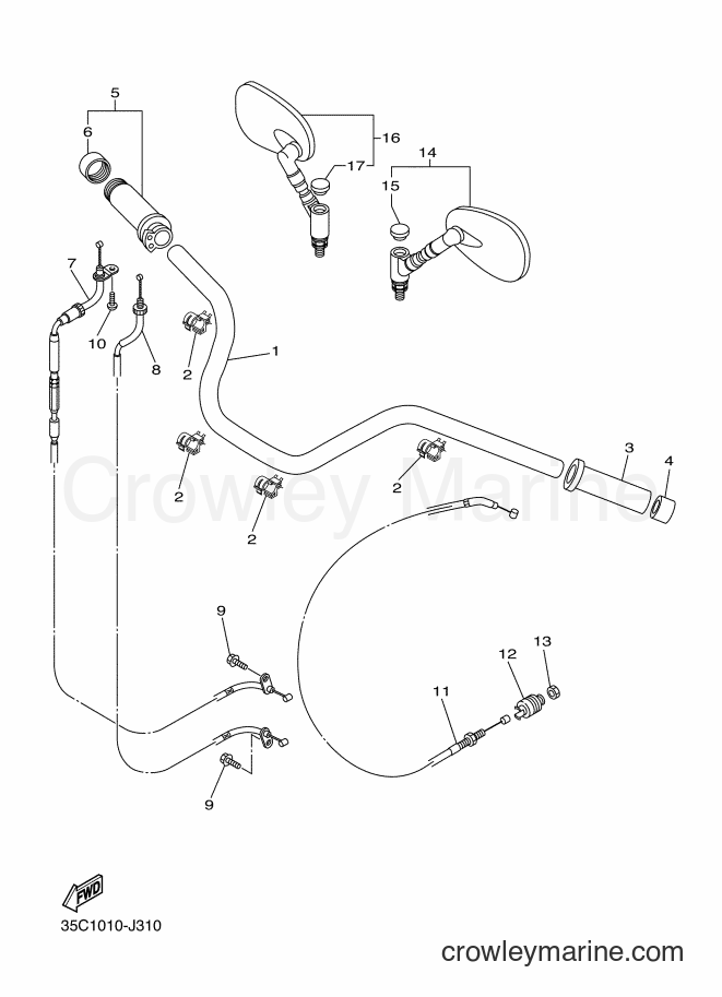 Yamaha Motors XVS400C (35C5) [010] - STEERING HANDLE & CABLE