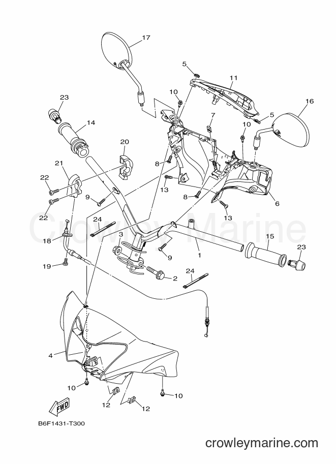 2018 Scooter T115FL-2P - T115FL-2P (B6F1) [010] - STEERING HANDLE & CABLE