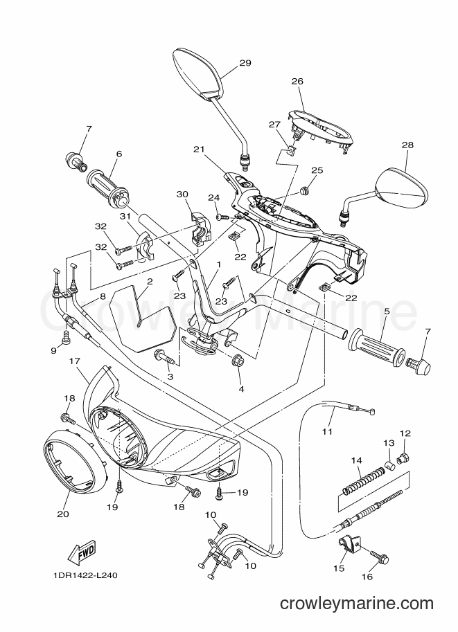 2012 Scooter XC115S - XC115S (1DR1) [010] - STEERING HANDLE & CABLE