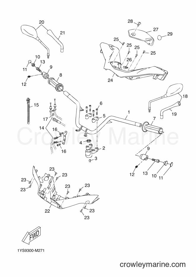 Yamaha Motors YP125R (2ABG) [020] - STEERING HANDLE & CABLE