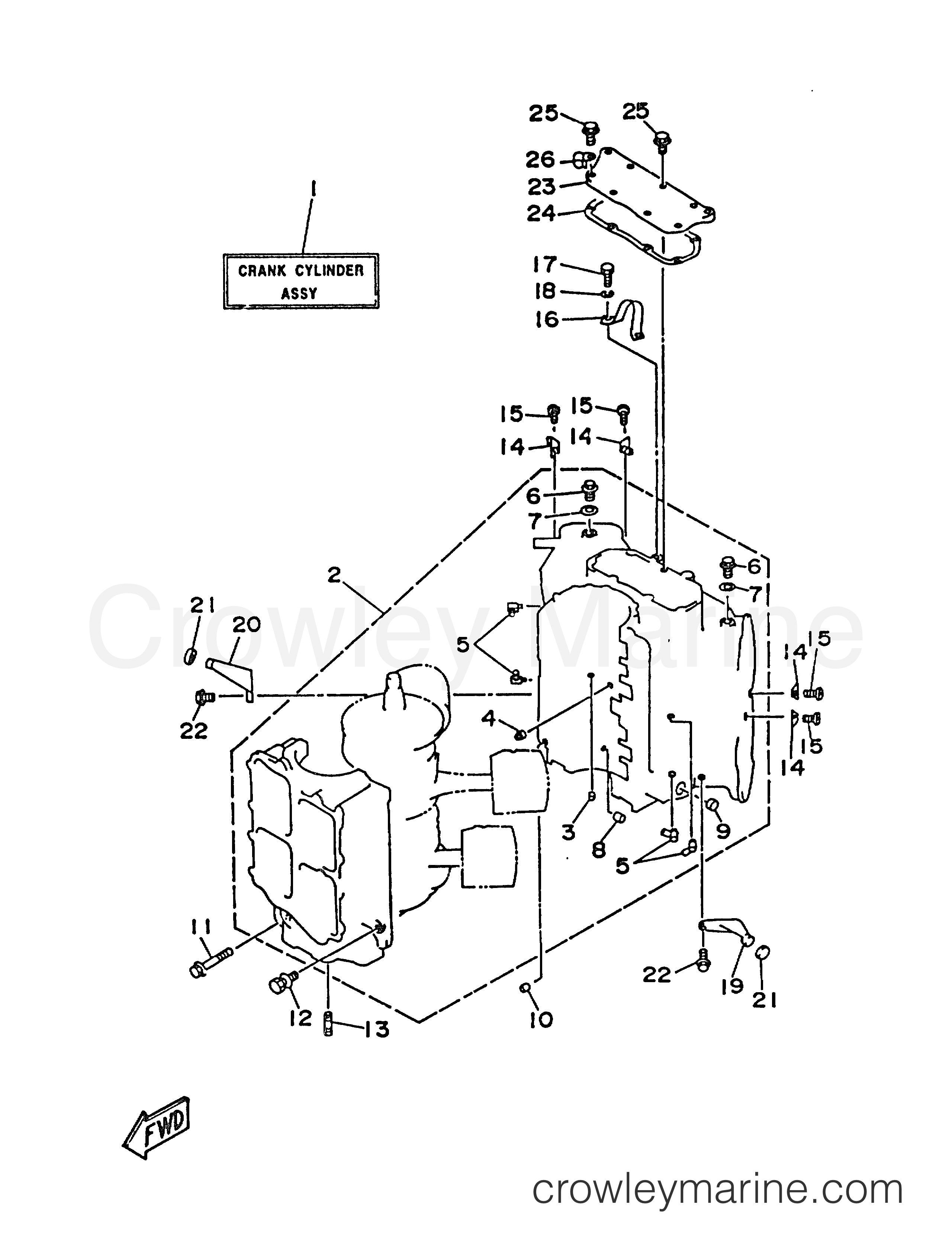 Yamaha Motors L130TXRU - CYLINDER CRANKCASE 1