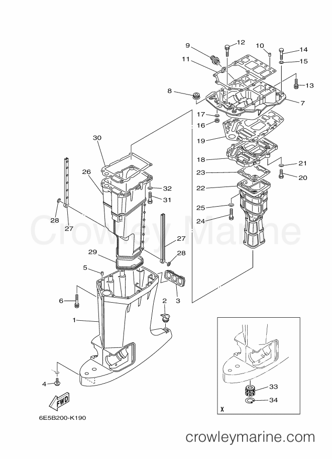 Yamaha Motors 140BETL (6F3D) [030] - UPPER CASING