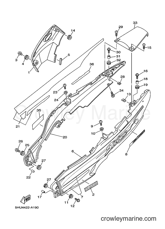 2002 Scooter T105E - T105E (5HU4) [010] - SIDE COVER