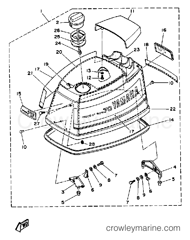 Yamaha Motors 70ETLDA - TOP COWLING