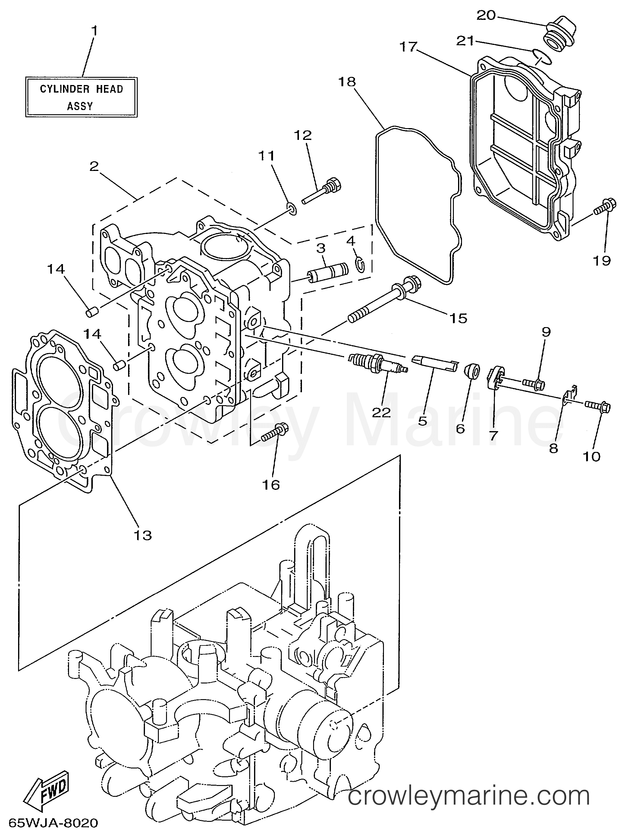 Yamaha Motors F25MSHX - CYLINDER CRANKCASE 2