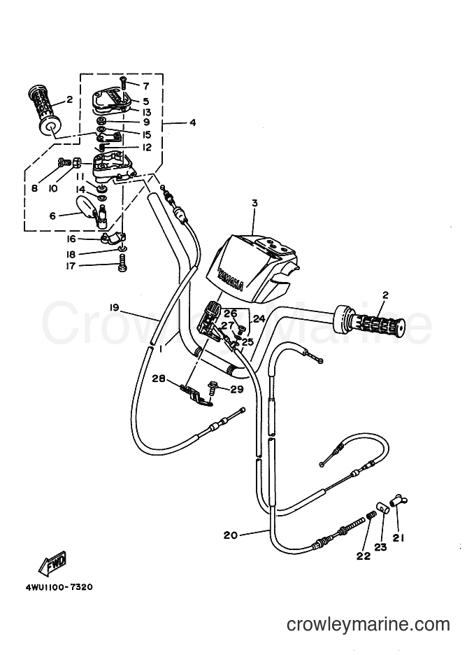 1997 ATV YFM350FWB - YFM350FWB (4WU2) [010] - STEERING HANDLE & CABLE