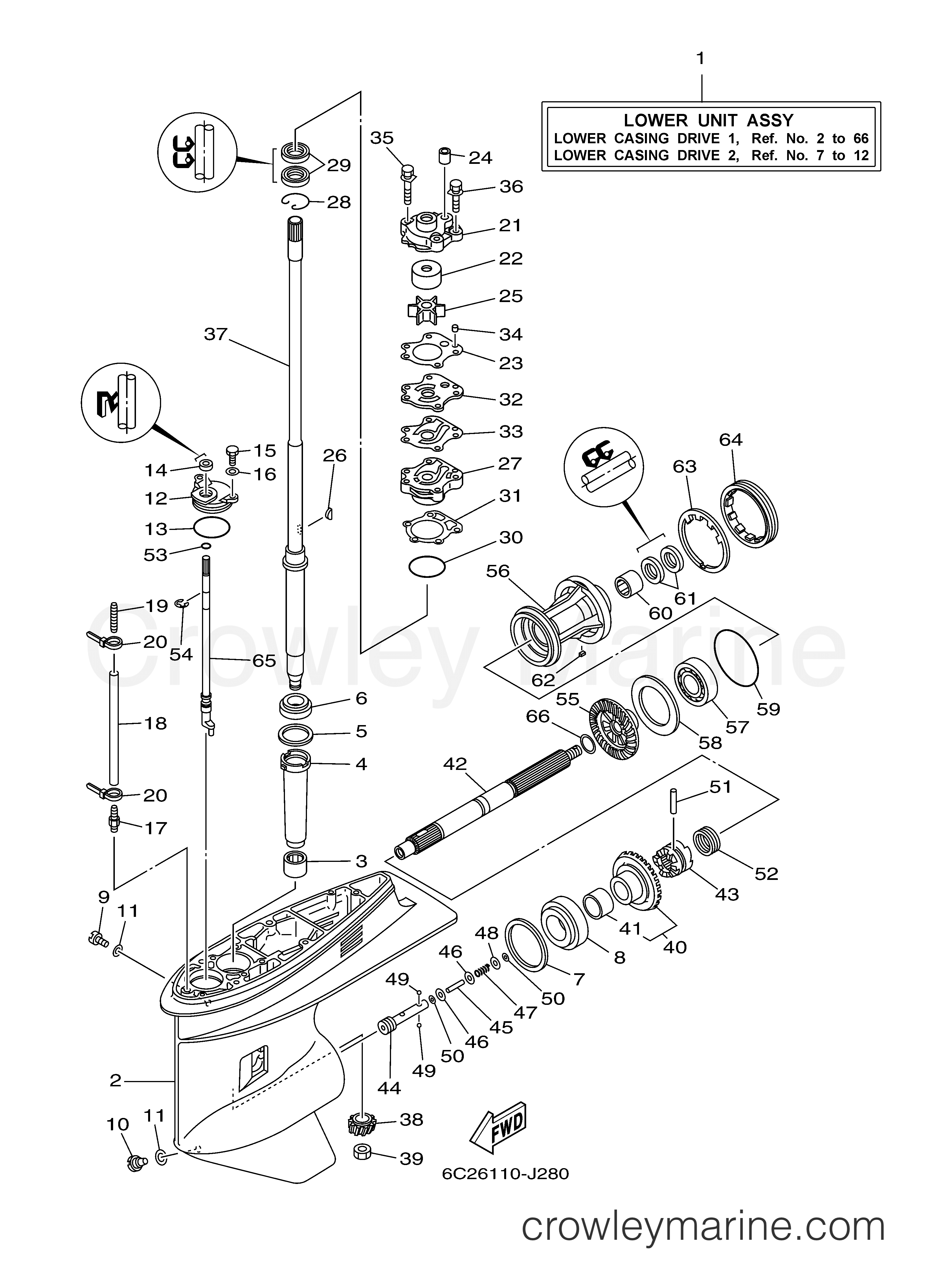 Yamaha Motors T50TLR - LOWER CASING DRIVE 1