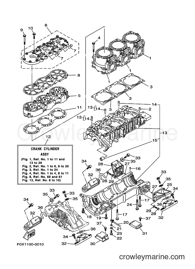 Yamaha Motors GP1200AY (F0X1) [03A] - CYLINDER & CRANKCASE 1