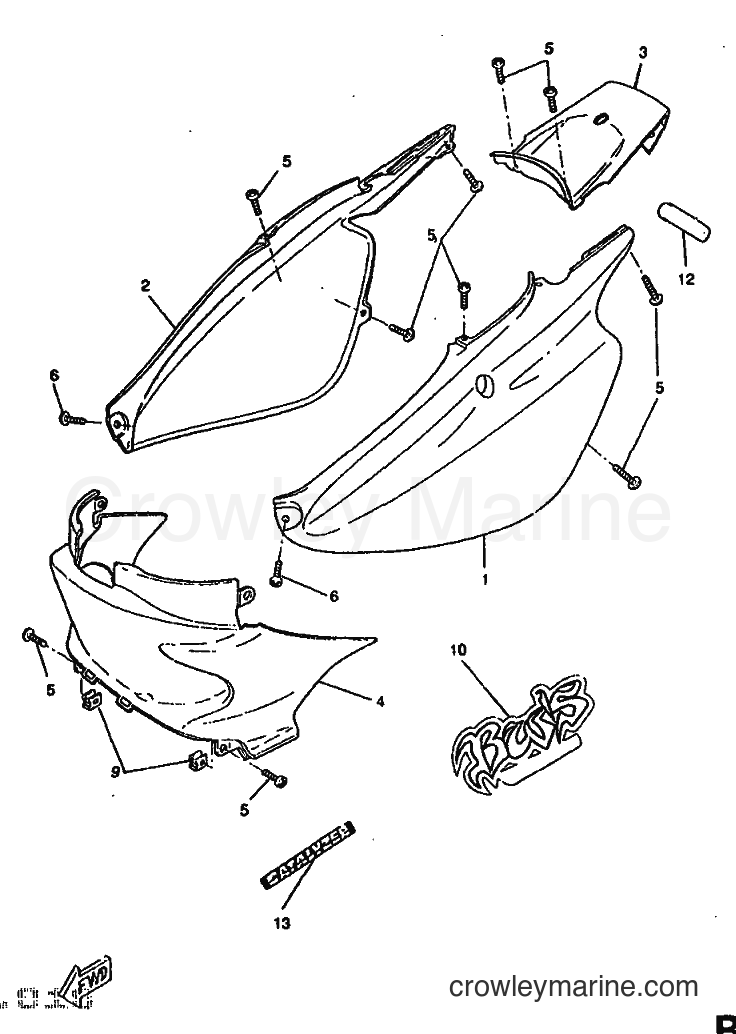1998 Scooter CW50RS - CW50RS (5CX1) [010] - SIDE COVER