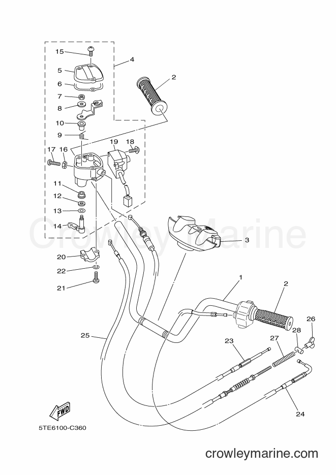 2004 ATV YFM400FWAN - YFM400FWAN (5TE8) [010] - STEERING HANDLE & CABLE