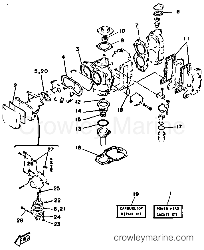 REPAIR KIT 1 - 1993 Outboard 25hp C25MSHR | Crowley Marine