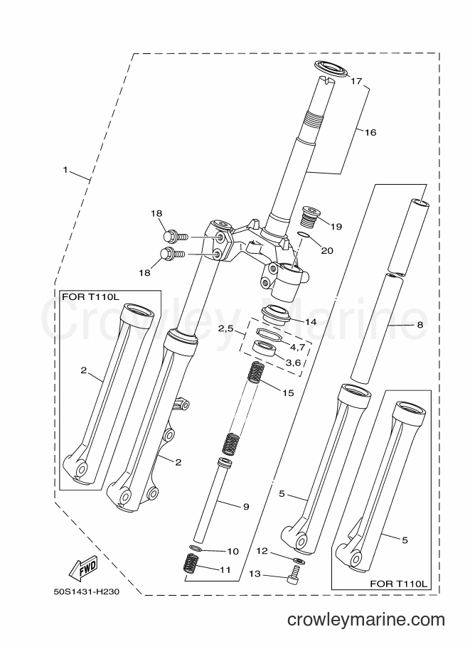 Yamaha Motors T110LS (50S5) [010] - FRONT FORK