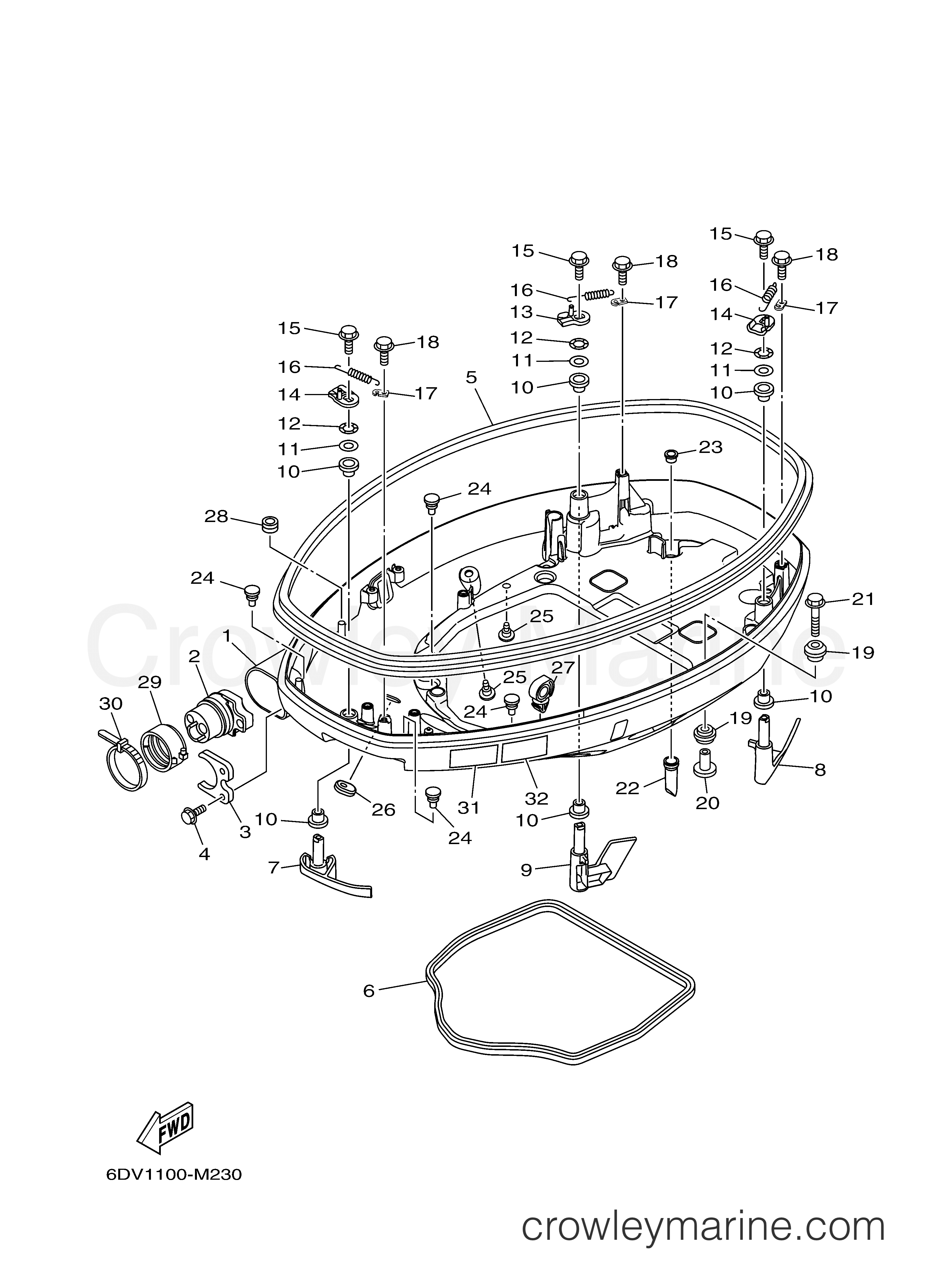 Yamaha Motors LF200XCA - BOTTOM COWLING 1