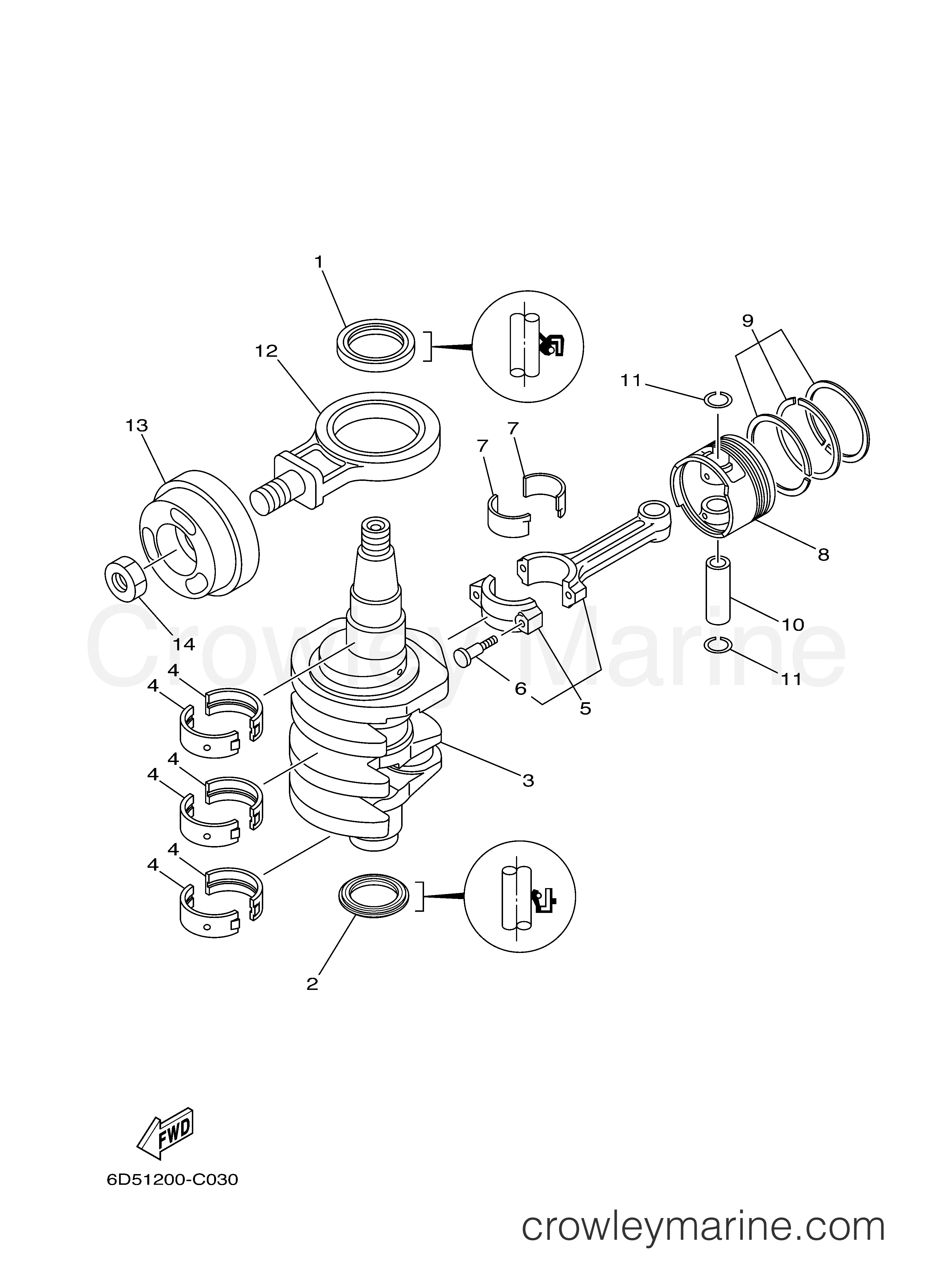 Yamaha Motors F25ESRD - CRANKSHAFT PISTON