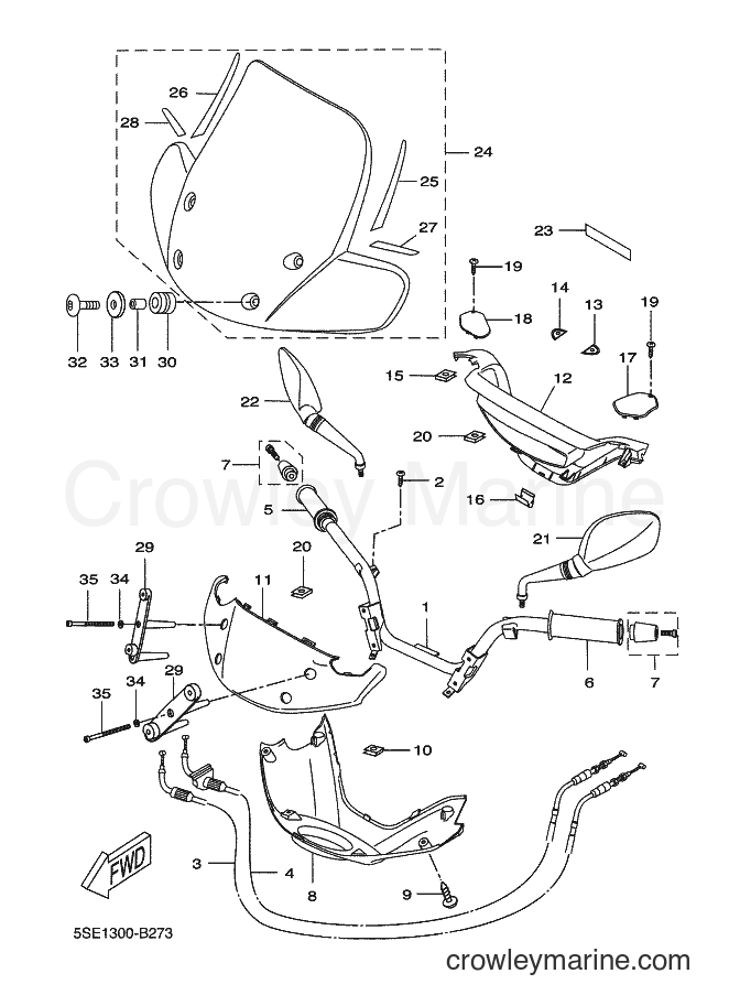 Yamaha Motors VP300 (5SE1) [040] - STEERING HANDLE & CABLE