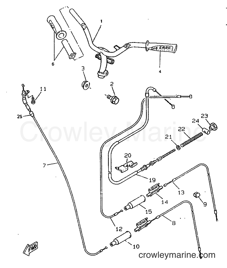 1998 Scooter CW50RS - CW50RS (4WB3) [010] - STEERING HANDLE & CABLE