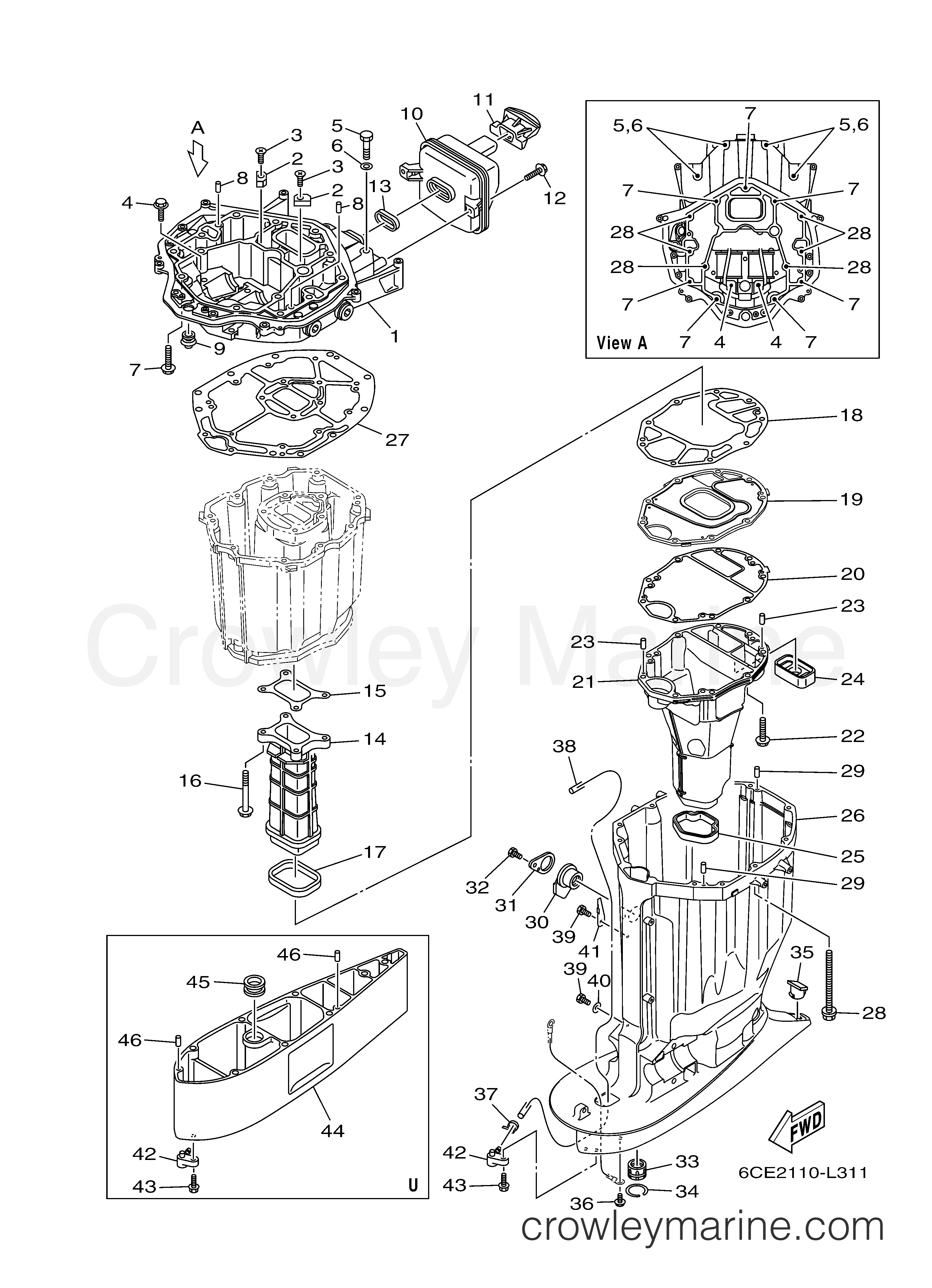 Yamaha Motors F250UCA - UPPER CASING