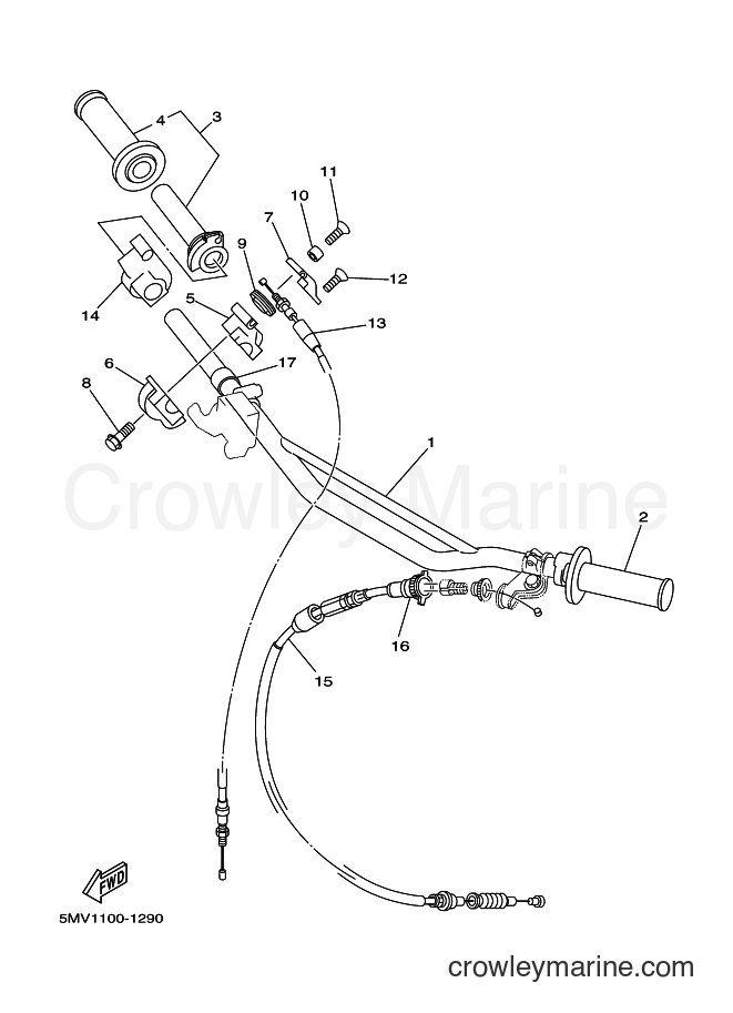 2001 Dirt Bike YZ125 - YZ125 (5MV2) [030] - STEERING HANDLE & CABLE