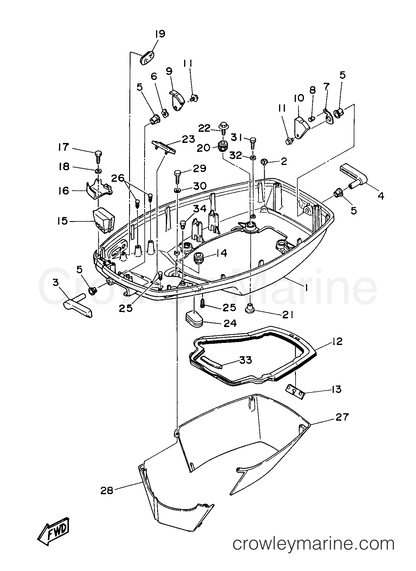 Yamaha Motors E60MLHW - BOTTOM COWLING