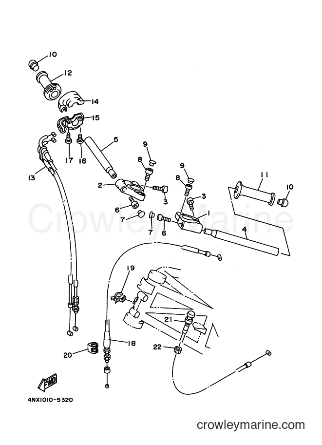 1996 Street Bike TRX850 - TRX850 (4UN1) [020] - STEERING HANDLE & CABLE