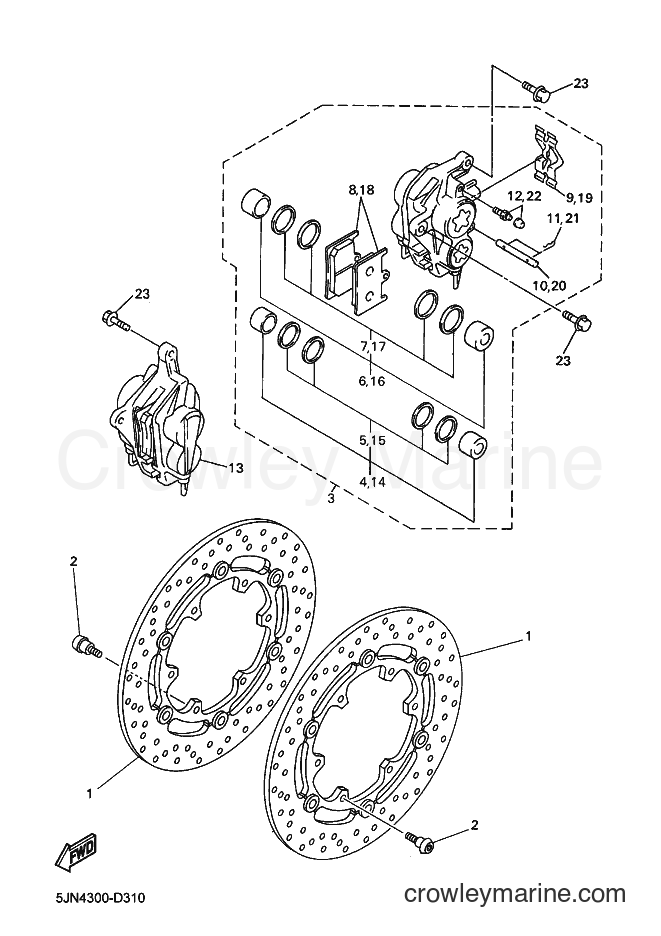 Yamaha Motors BT1100 (5JN4) [010] - FRONT BRAKE CALIPER