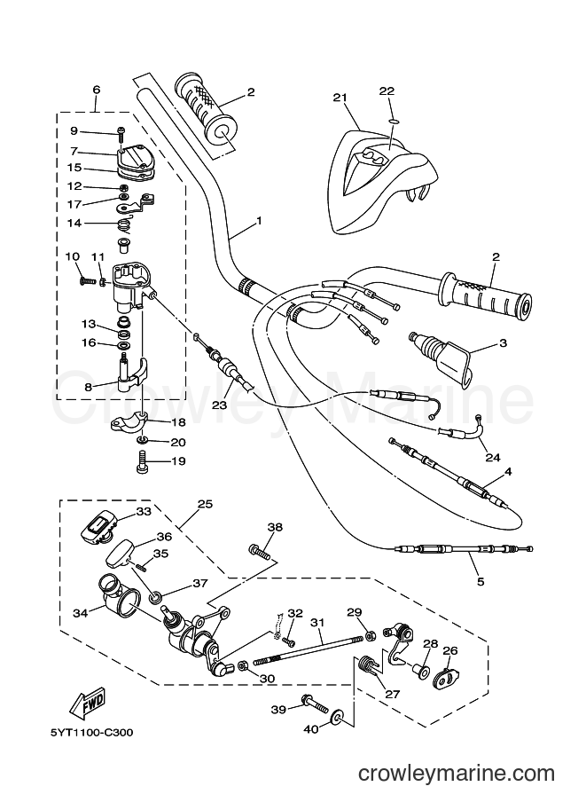 Yamaha Motors YFM350 (5YTJ) [010] - STEERING HANDLE & CABLE