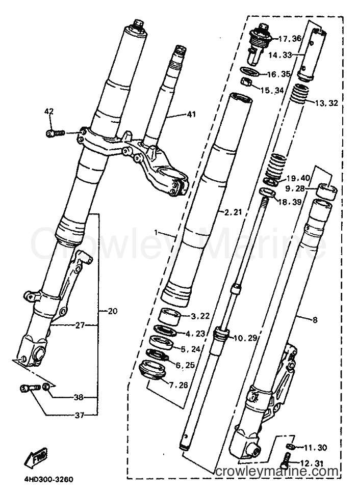 1993 Sport Bike YZF750R - YZF750R (4HY1) [010] - FRONT FORK