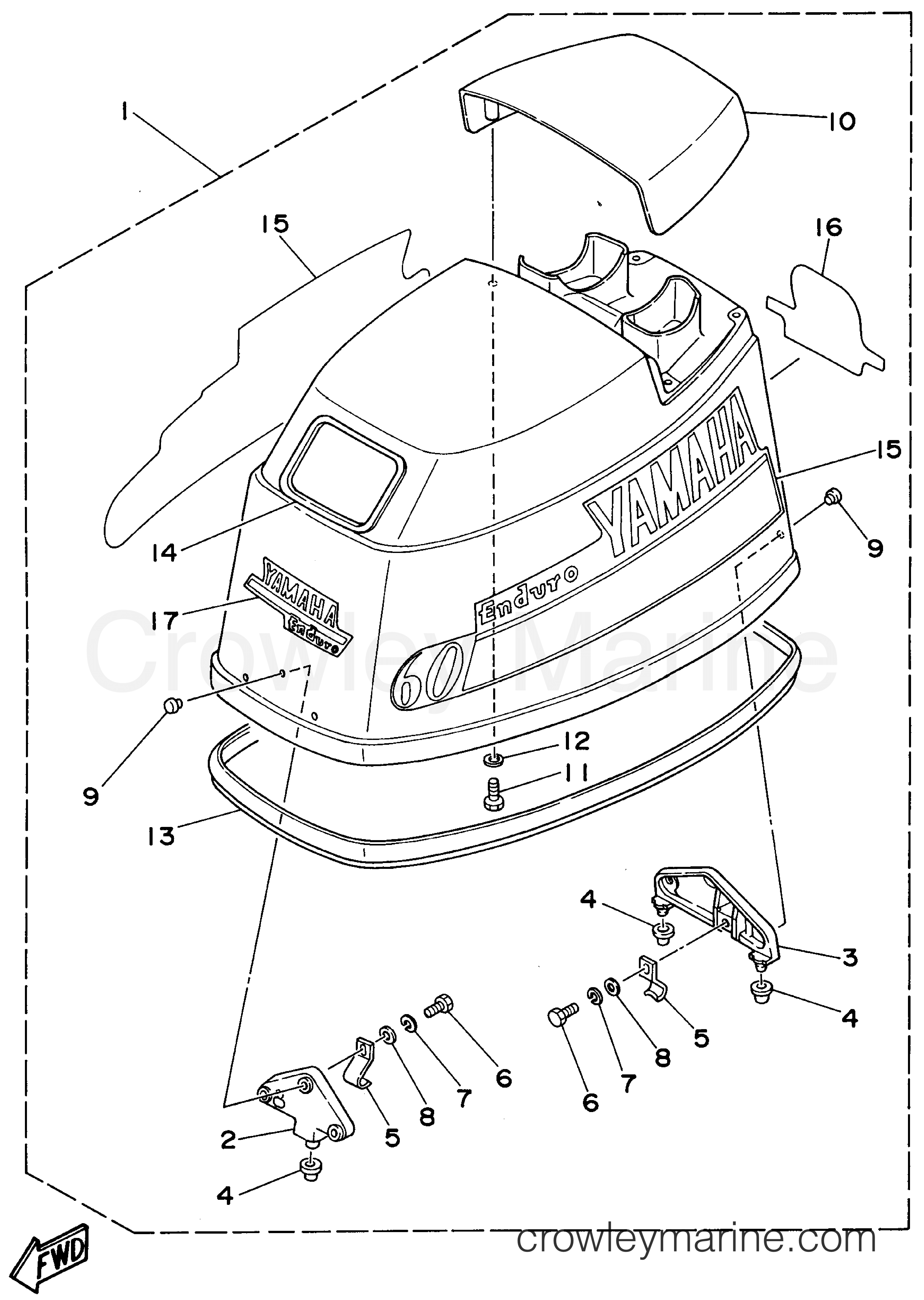 Yamaha Motors E60MLHX - TOP COWLING
