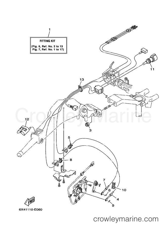 FITTING KITF/T50, F/T60 2006 Yamaha International RIGGING TILLER