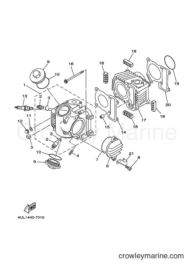 2003 Scooter T105E - T105E (5HU7) [010] - CYLINDER HEAD