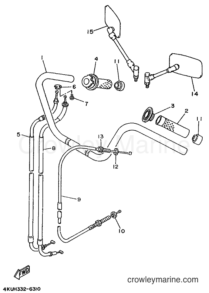 Yamaha Motors XV535 (4KUV) [010] - STEERING HANDLE & CABLE
