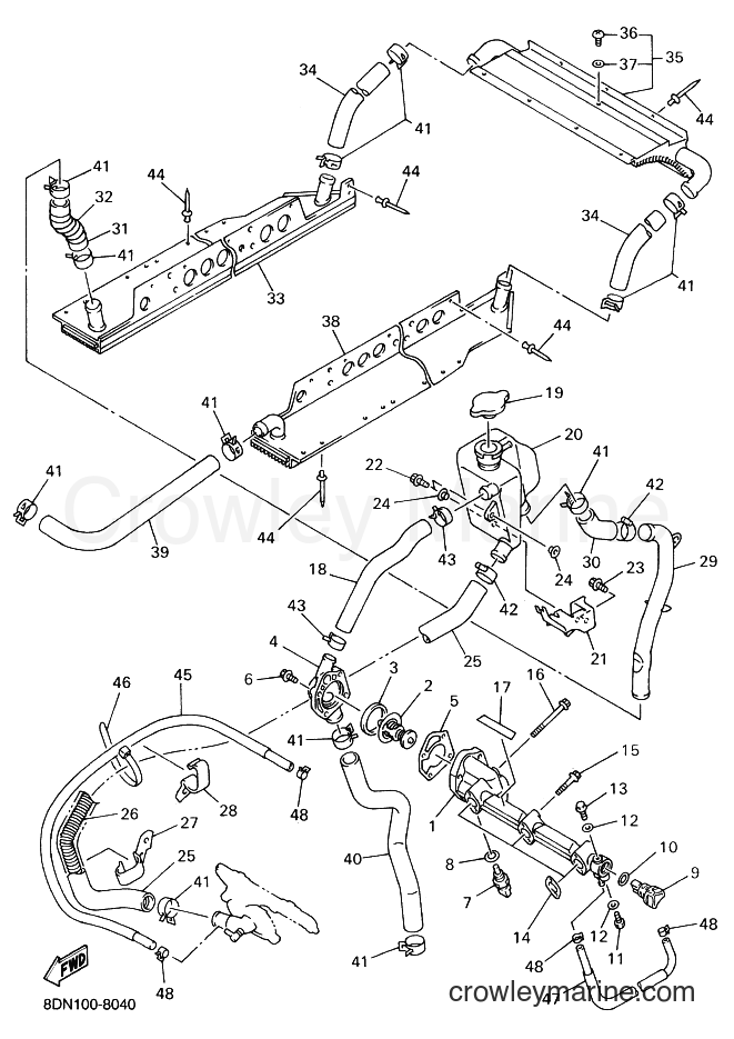 1998 Snowmobile SRX700 - SRX700 (8DN1) [030] - RADIATOR & HOSE