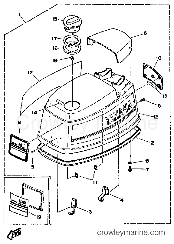 Yamaha Motors 40ELF - TOP COWLING (40E 40ET)