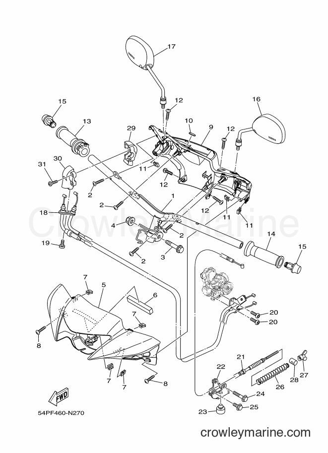 Yamaha Motors AL115F (54PG) [010] - STEERING HANDLE & CABLE