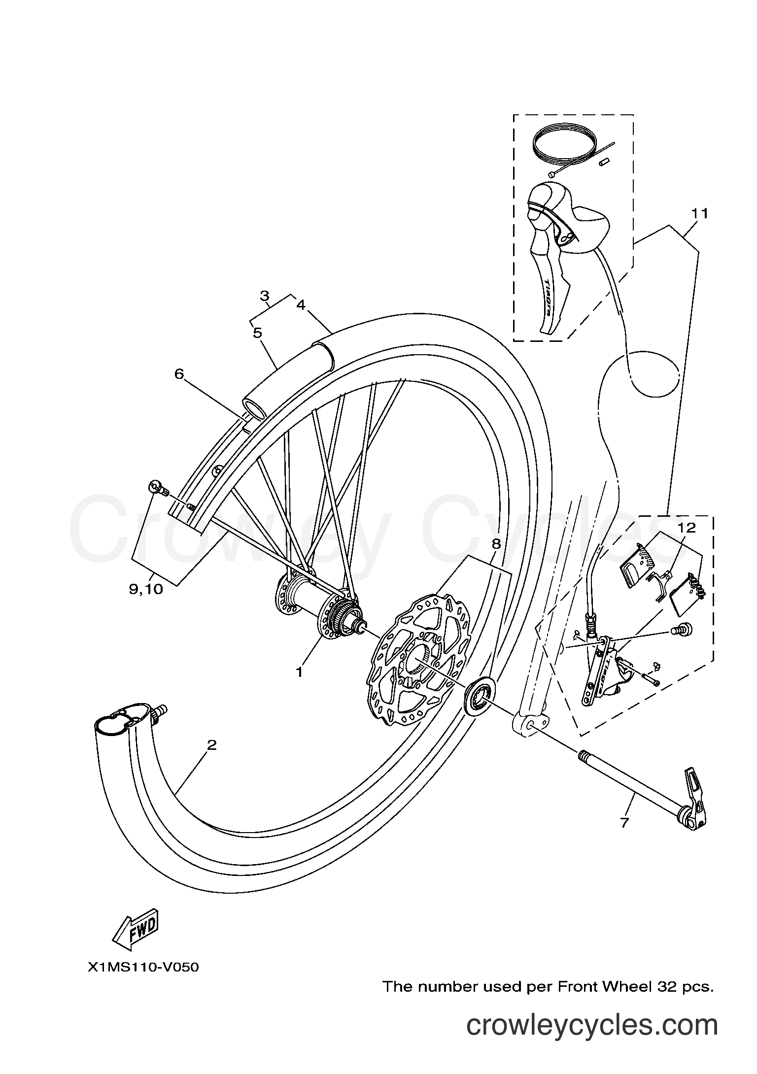 All Years Bicycle Civante - PW70CVS (X1MU) USA - FRONT WHEEL