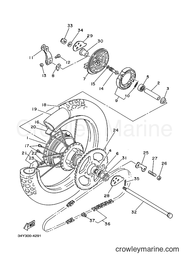 1987 Dirt Bike DT125 - DT125 (35E) [999] - REAR WHEEL