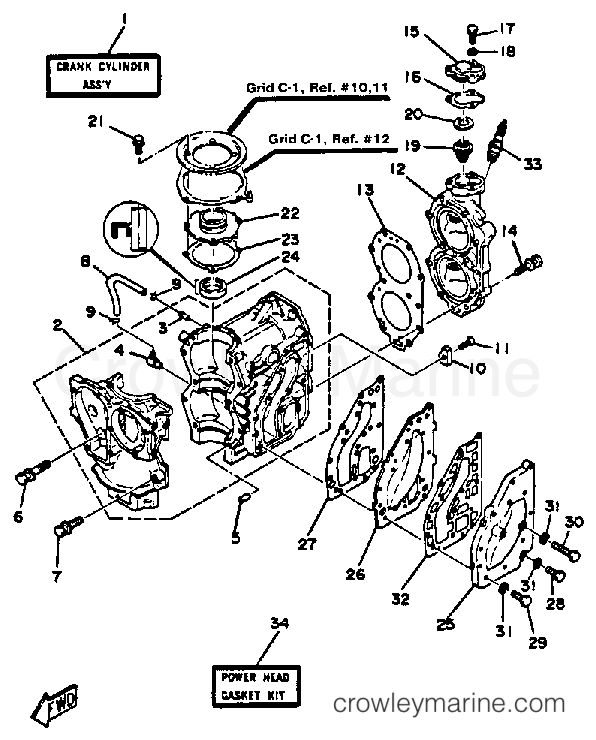 Yamaha Motors 30ELK - CRANKCASE CYLINDER