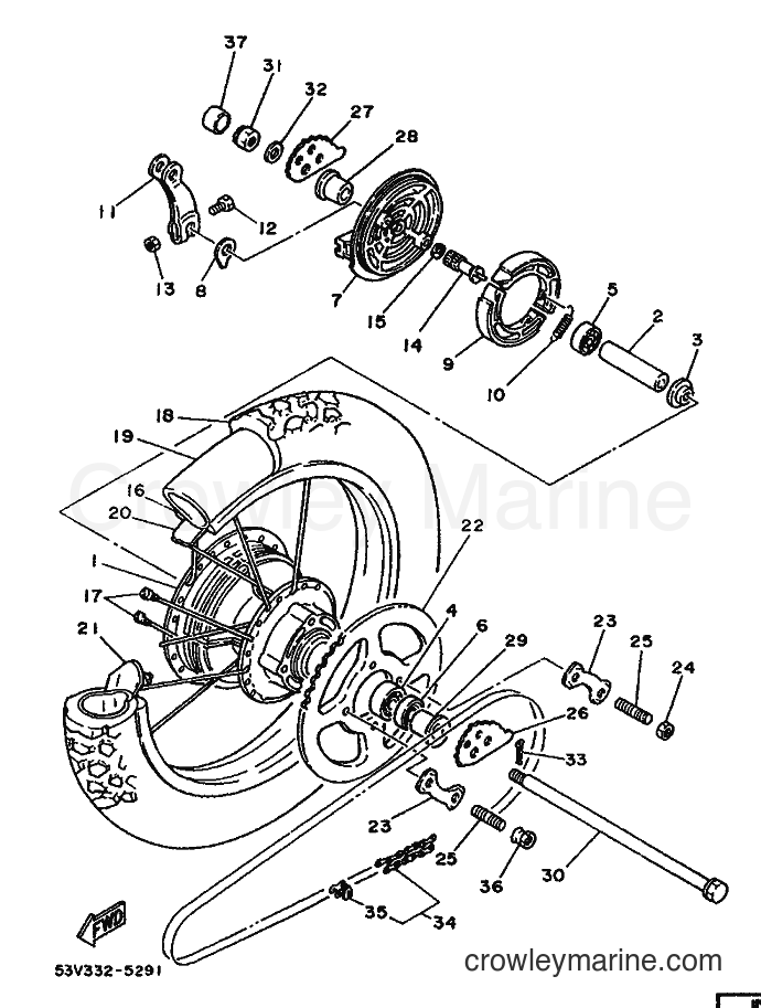 1987 Scooter DT80LC - DT80LC (2RA) [999] - REAR WHEEL