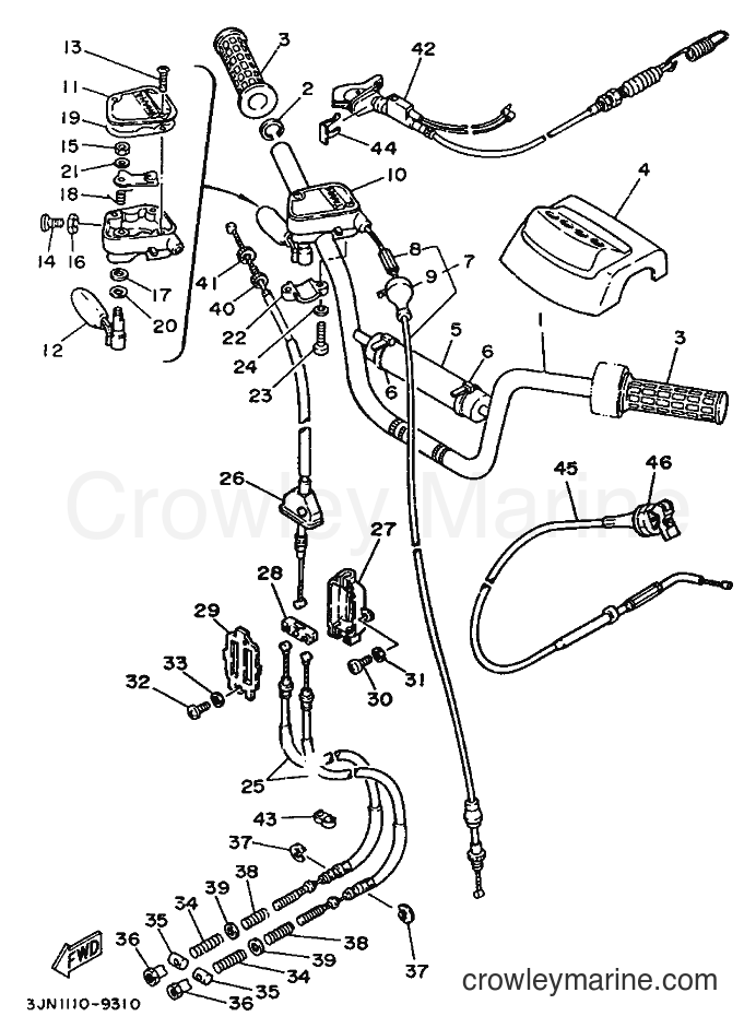 1989 ATV YFU1 - YFU1 (3JN2) [010] - STEERING HANDLE & CABLE