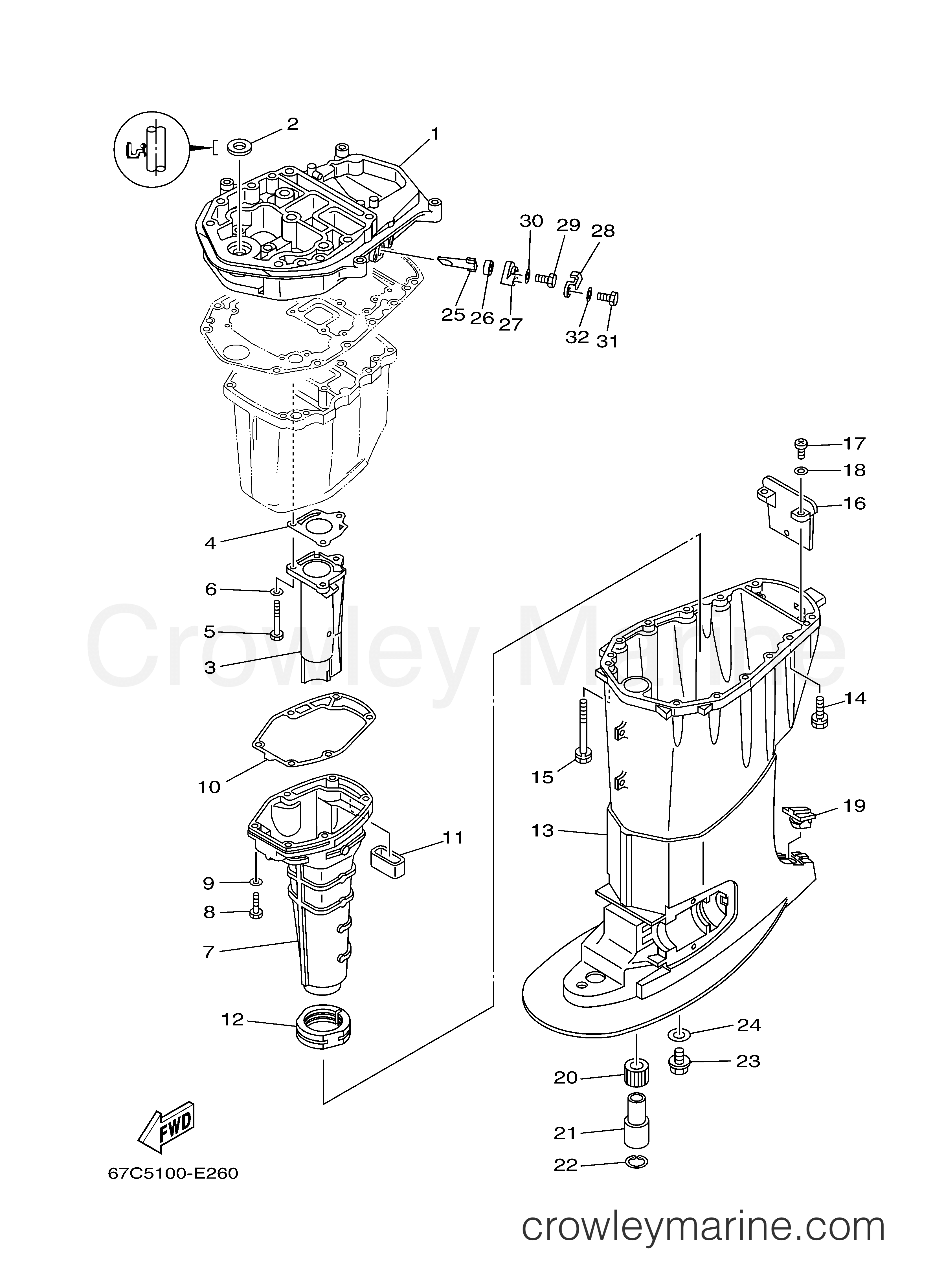 Yamaha Motors F30TLR - UPPER CASING