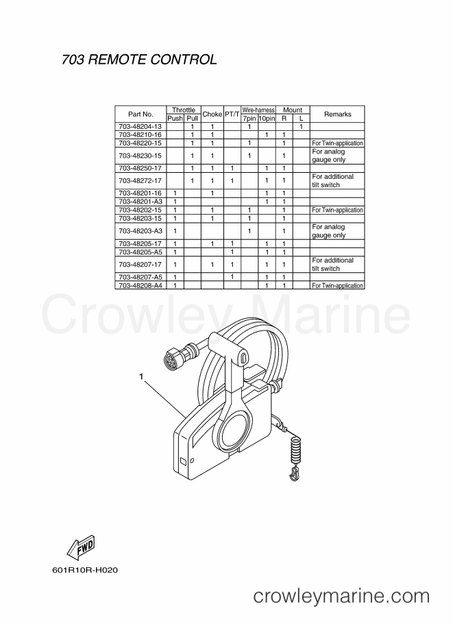 Yamaha Motors RIGGING REMOCON-2010 (601R) [010] - REMOTE CONTROL BOX 2