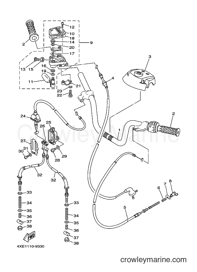1999 ATV YFM250 - YFM250 (4XE3) [010] - STEERING HANDLE & CABLE