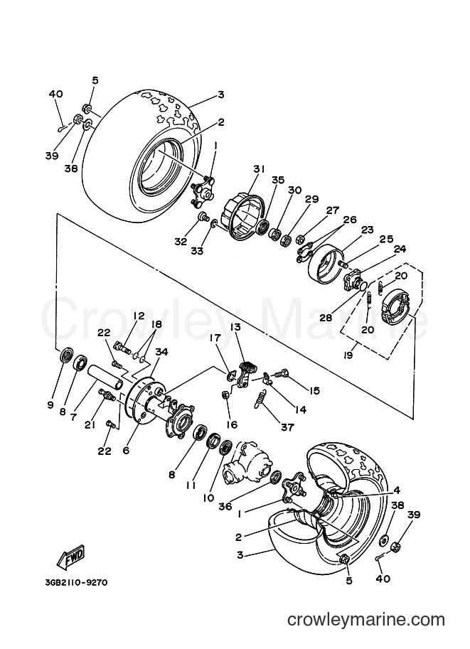 1990 ATV YFM100 - YFM100 (3GB4) [020] - REAR WHEEL