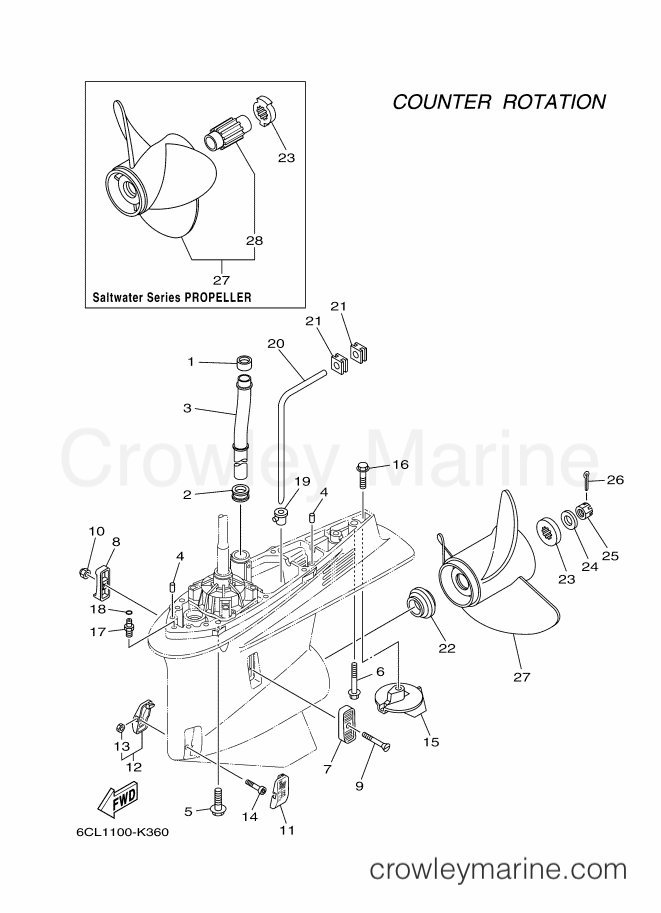 Yamaha Motors F225XCA-2012 (6CL2) [030] - LOWER CASING & DRIVE 4