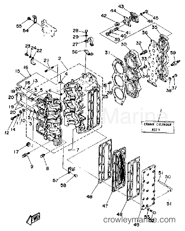 Yamaha Motors 90ETLD-JD - CYLINDER CRANKCASE
